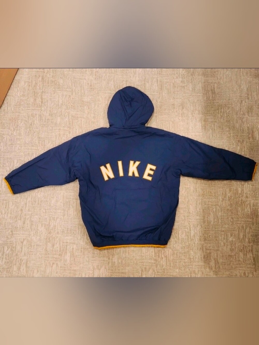 Vintage Y2K Nike Winter Jacket Size Large Blue Full Zip Fleece Lined Hooded  90s